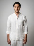 The Corsham Linen Band Collar Shirt