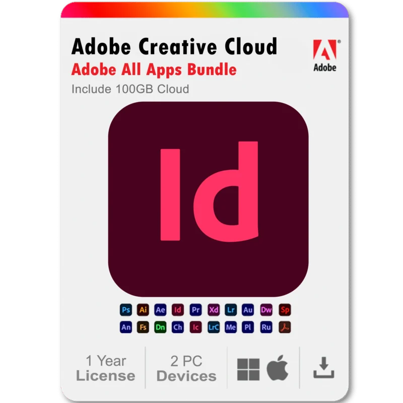 InDesign 2025 1 Year Subscription All Adobe Creative Cloud Apps Bundle